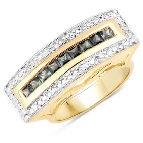 1.08 Carat Genuine Green Sapphire .925 Sterling Silver Ring