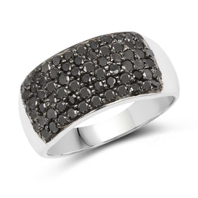 1.21 Carat Genuine Black Diamond .925 Sterling Silver Ring