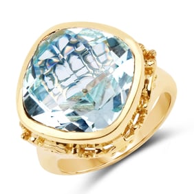 12.79 Carat Genuine Blue Topaz .925 Sterling Silver Ring