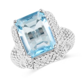 9.25 Carat Genuine Blue Topaz .925 Sterling Silver Ring