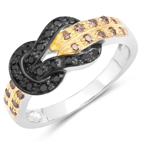 0.32 Carat Genuine Multi Diamond .925 Sterling Silver Ring