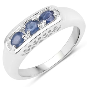 0.63 Carat Genuine Blue Sapphire .925 Sterling Silver Ring