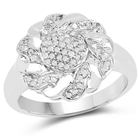 14K Yellow Gold Plated 0.28 Carat Genuine White Diamond .925 Sterling Silver Ring