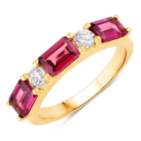2.27 Carat Rhodolite and Diamond, .925 Sterling Silver Ring