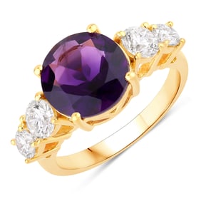 4.32 Carat Amethyst and Diamond, .925 Sterling Silver Ring