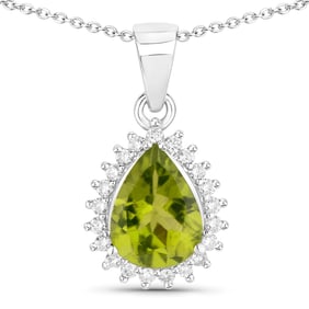0.89 Carat Genuine Zambian Emerald and Diamond, .925 Sterling Silver Pendant