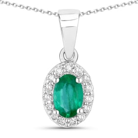 1.67 Carat Genuine Peridot and Diamond, .925 Sterling Silver Pendant