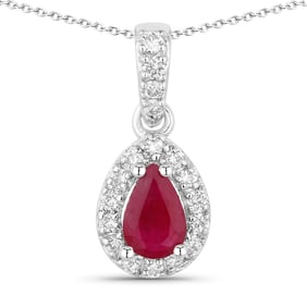 0.59 Carat Genuine Zambian Emerald and Diamond, .925 Sterling Silver Pendant