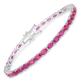 9.18 Carat Genuine Ruby   White Gold Bracelet