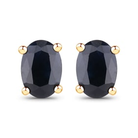 0.96 Carat Genuine Blue Sapphire   Yellow Gold Earrings