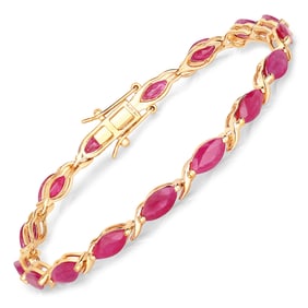 8.00 Carat Genuine Ruby   Yellow Gold Bracelet