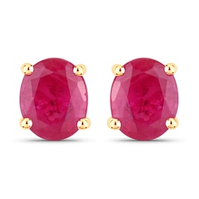 0.60 Carat Genuine Ruby   Yellow Gold Earrings