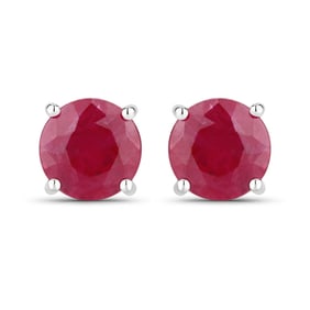 0.86 Carat Genuine Ruby   White Gold Earrings