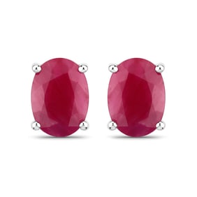 1.70 Carat Genuine Ruby   White Gold Earrings