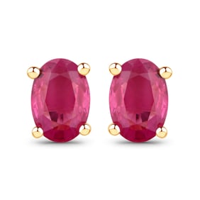 1.04 Carat Genuine Ruby   Yellow Gold Earrings