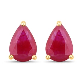 1.60 Carat Genuine Ruby   Yellow Gold Earrings