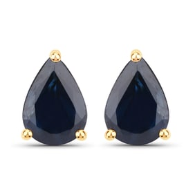 1.60 Carat Genuine Blue Sapphire   Yellow Gold Earrings