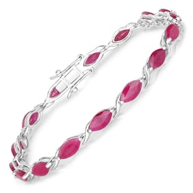 8.00 Carat Genuine Ruby   White Gold Bracelet