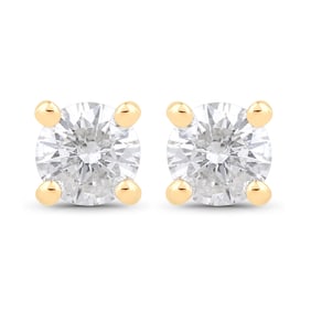 0.23 Carat Genuine White Diamond   Yellow Gold Earrings