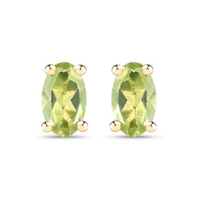 0.46 Carat Genuine Peridot   Yellow Gold Earrings