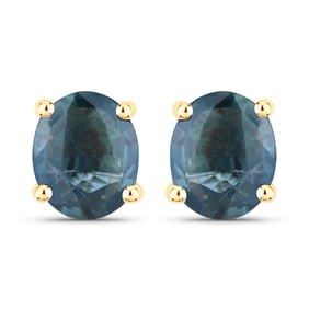 0.68 Carat Genuine Blue Sapphire   Yellow Gold Earrings