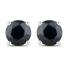 1.70 Carat Genuine Blue Sapphire   White Gold Earrings