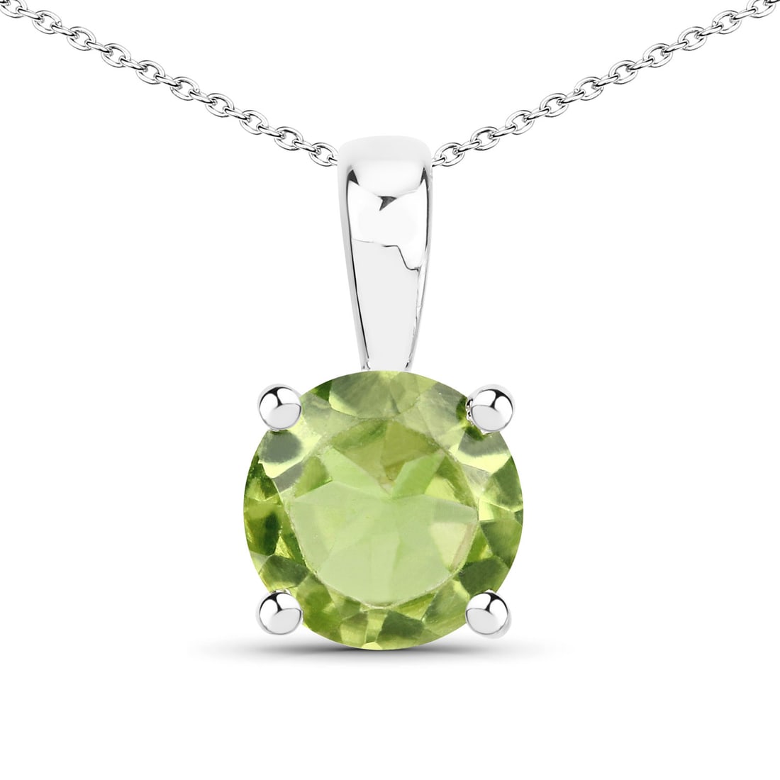 1.25 Carat Genuine Peridot .925 Sterling Silver Pendant (1 of 2)