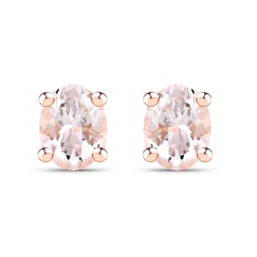 14K Rose Gold Plated 0.50 Carat Genuine Morganite .925 Sterling Silver Earrings
