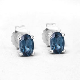 1.08 Carat Genuine London Blue Topaz .925 Sterling Silver Earrings
