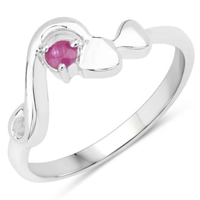 0.10 Carat Genuine Ruby .925 Sterling Silver Ring