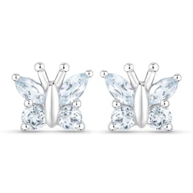 1.12 Carat Genuine Blue Topaz .925 Sterling Silver Earrings