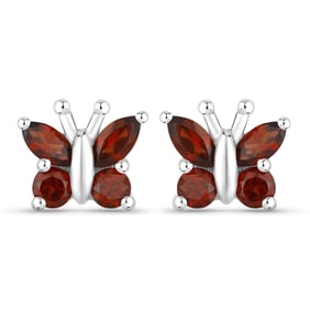 1.28 Carat Genuine Garnet .925 Sterling Silver Earrings