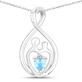 0.13 Carat Genuine Swiss Blue Topaz .925 Sterling Silver Pendant
