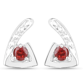 0.44 Carat Genuine Garnet .925 Sterling Silver Earrings