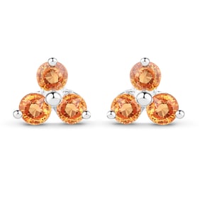 0.54 Carat Genuine Orange Sapphire .925 Sterling Silver Earrings