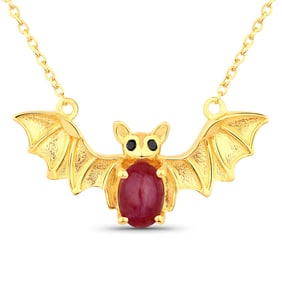 1.18 Carat Genuine Ruby and Black Spinel .925 Sterling Silver Necklace