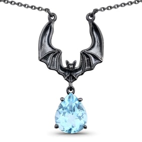 2.60 Carat Genuine Blue Topaz .925 Sterling Silver Necklace