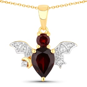 1.61 Carat Genuine Garnet and White Topaz .925 Sterling Silver Pendant