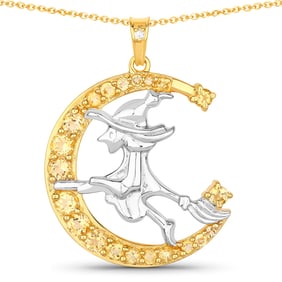 1.09 Carat Genuine Citrine and White Topaz .925 Sterling Silver Pendant