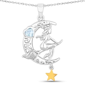 0.35 Carat Genuine Blue Topaz .925 Sterling Silver Pendant