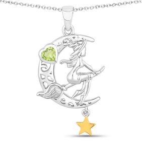 0.25 Carat Genuine Peridot .925 Sterling Silver Pendant