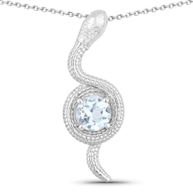 1.05 Carat Genuine Blue Topaz .925 Sterling Silver Pendant