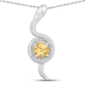 1.00 Carat Genuine Citrine .925 Sterling Silver Pendant