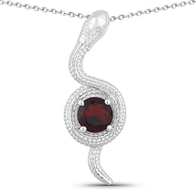1.00 Carat Genuine Garnet .925 Sterling Silver Pendant