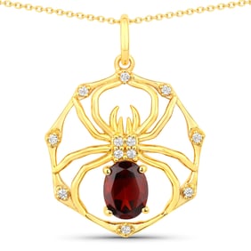 1.43 Carat Genuine Garnet and White Topaz .925 Sterling Silver Pendant