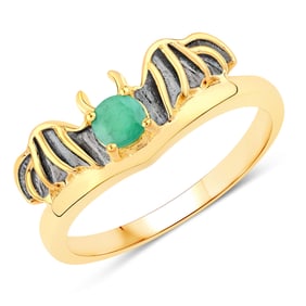 0.23 Carat Genuine Emerald .925 Sterling Silver Ring