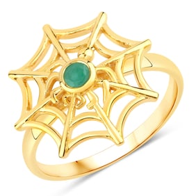 0.10 Carat Genuine Emerald .925 Sterling Silver Ring