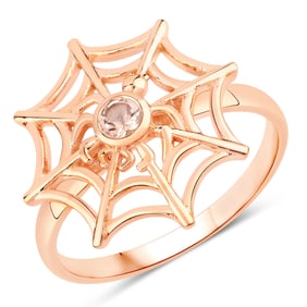 0.09 Carat Genuine Morganite .925 Sterling Silver Ring