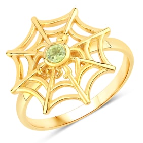 0.10 Carat Genuine Peridot .925 Sterling Silver Ring
