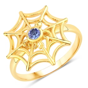0.10 Carat Genuine Tanzanite .925 Sterling Silver Ring